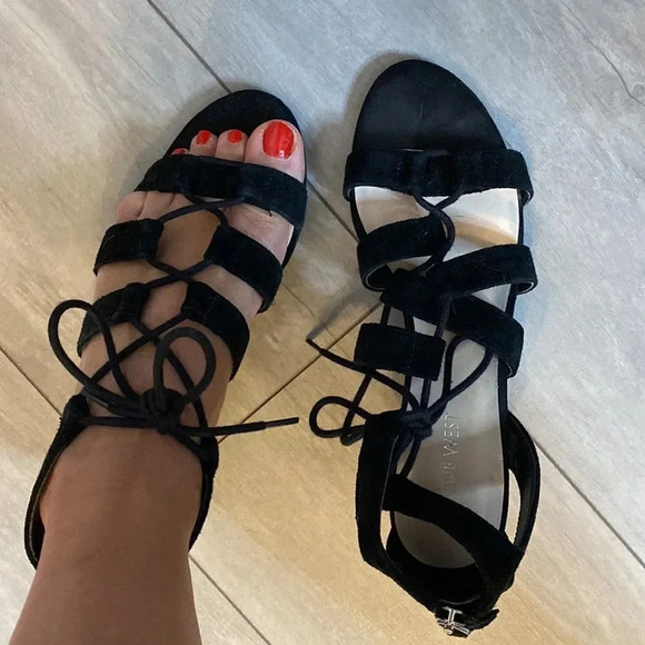 NINE WEST Suede Lace-up Sandals, Size 7.5 - Picture 2 of 4